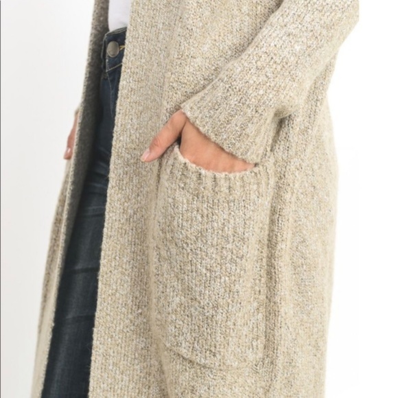 Open Front Long Line Knit Cardigan - Picture 4 of 4